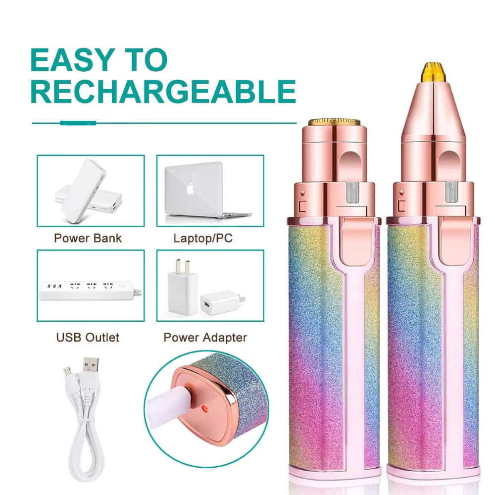 2-in-1 Eyebrow Trimmer & Facial Hair Remover (Pink)