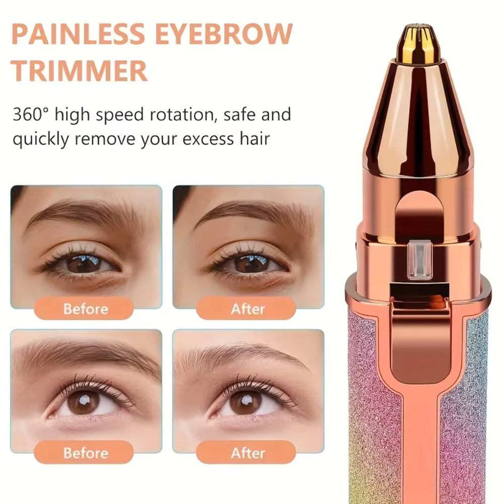 2-in-1 Eyebrow Trimmer & Facial Hair Remover (Pink)