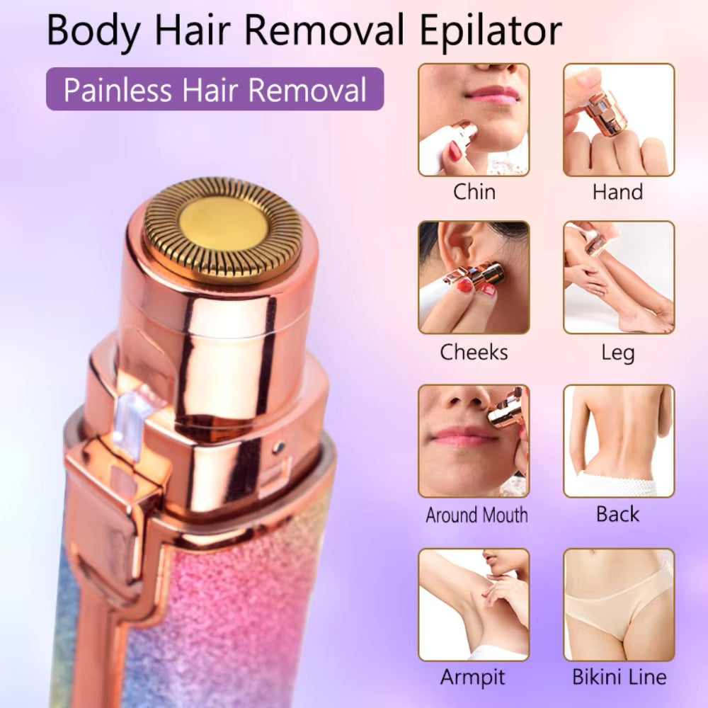 2-in-1 Eyebrow Trimmer & Facial Hair Remover (Pink)