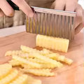 Potato French Fries Cutter Wavy Crinkle Knife Stainless Steel Serrated Blade Slicing Vegetable Fruit Slicer Kitchen Tool