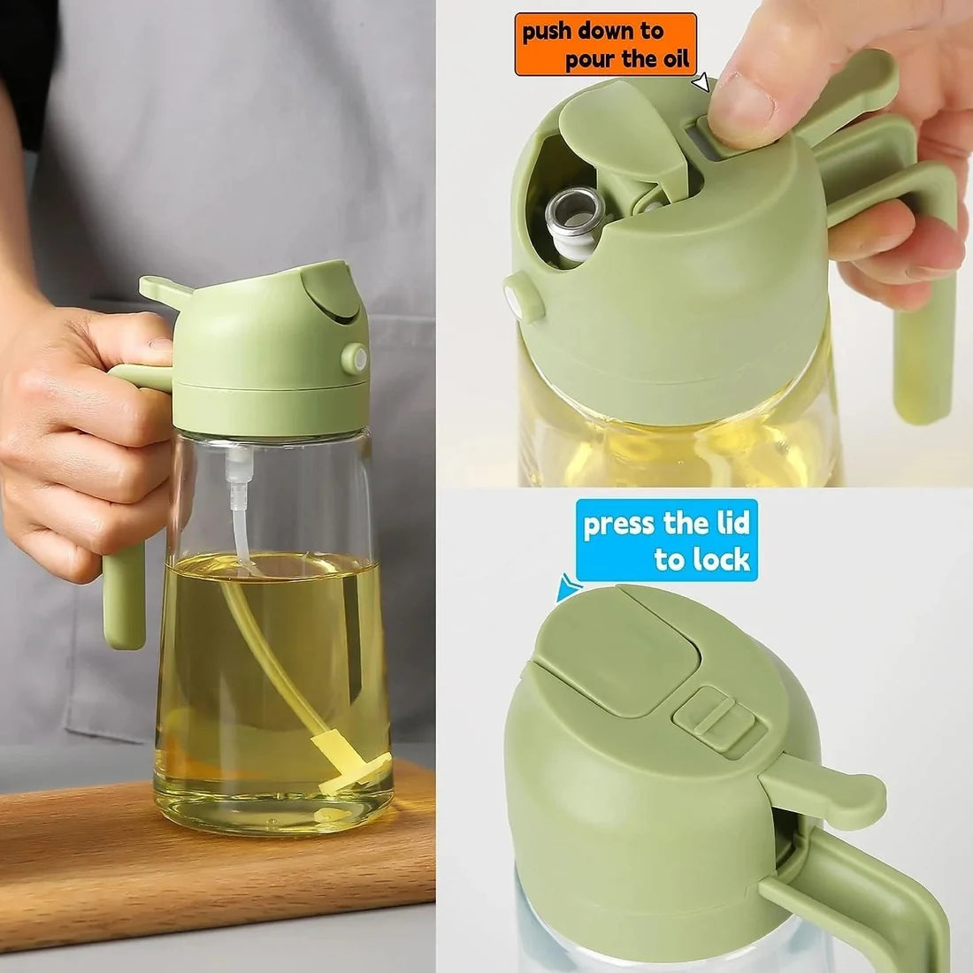 2-in-1 Oil Spray & Pour Dispenser Bottle