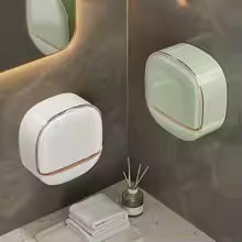 Luxury Wall-Mounted Waterproof Soap Holder with Drain Tray & Flip Lid