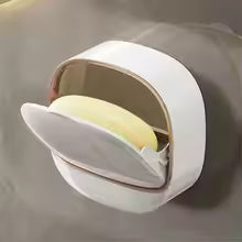 Luxury Wall-Mounted Waterproof Soap Holder with Drain Tray & Flip Lid