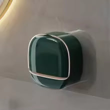 Luxury Wall-Mounted Waterproof Soap Holder with Drain Tray & Flip Lid