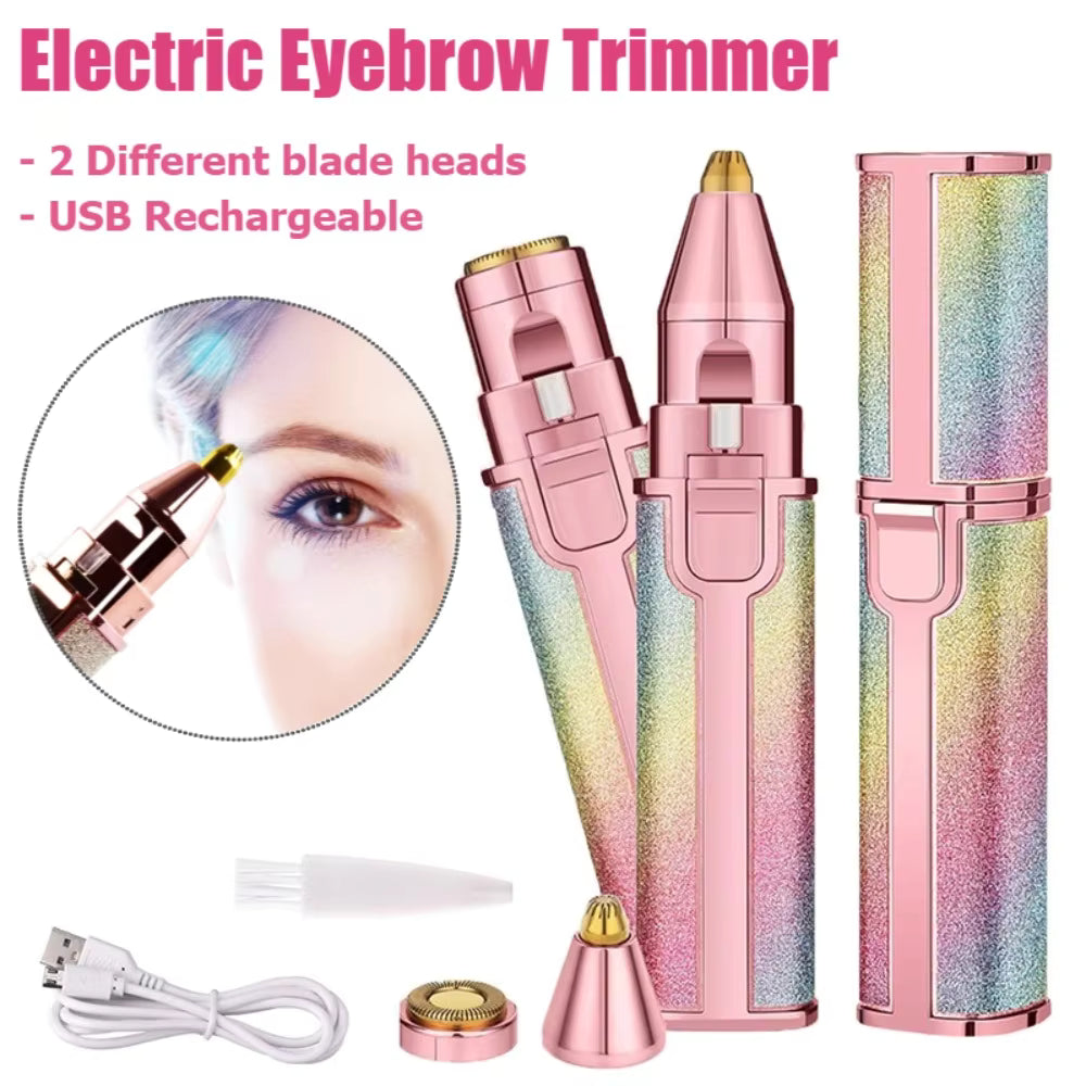 2-in-1 Eyebrow Trimmer & Facial Hair Remover (Pink)